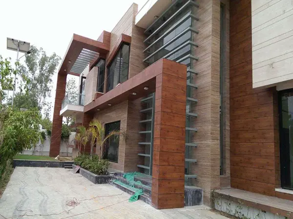 HPL Exterior Cladding Price India - Bungalow HPL ACP Facade | Luxury Villa Elevation | Premium Wood Texture | Best Price | Hyderabad Delhi Bangalore